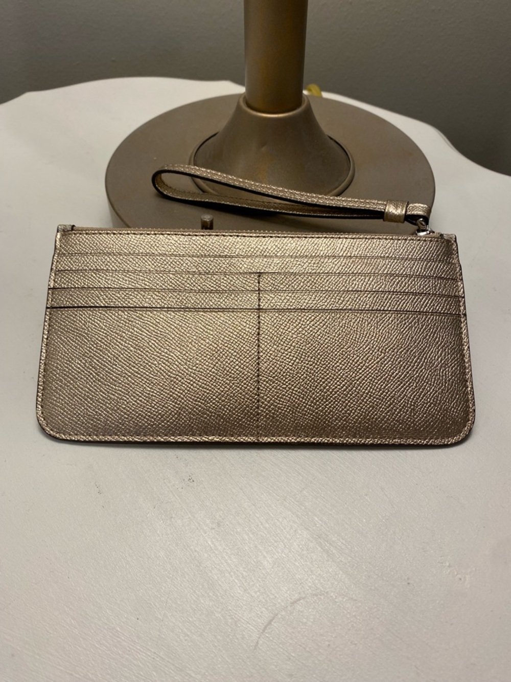 Coach Signature Zip Top Cardholder Wristlet Leather Wallet - Picture 10 of 13